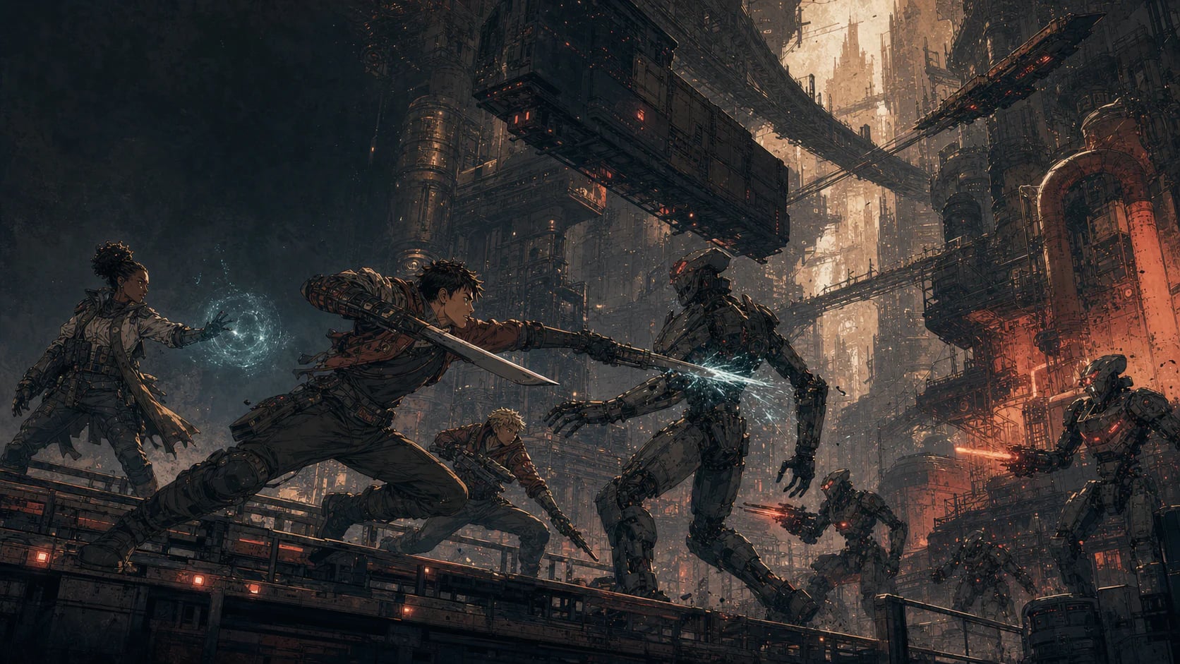Nightingale Squad fights Maelstrom constructs in Deepforge