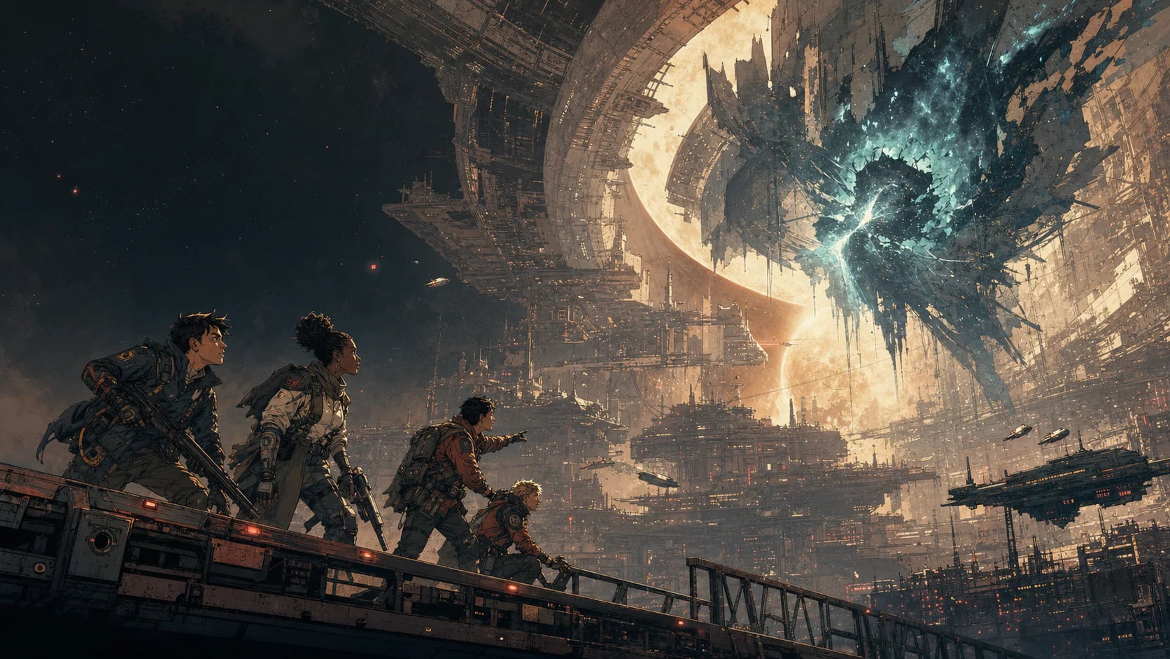 Nightingale Squad witnesses the Starport Gate anomaly above the Dyson city